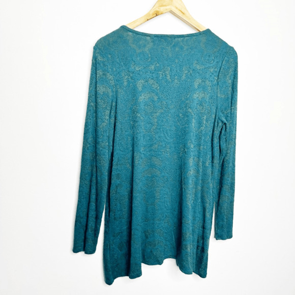 HABITAT Jacquard Wrap Tunic Forest Green TEAL knit long sleeve floral WOMENS S - Picture 5 of 7